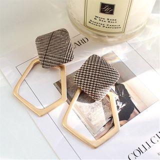 Houndstooth Square Alloy Dangle Earring
