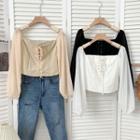 Boatneck Lace-up Crop Top In 5 Colors