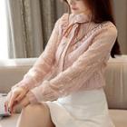 Stand Collar Lace Shirt