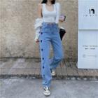 Heart Print Loose-fit Wide-leg Jeans