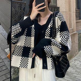 Checker Print Cardigan