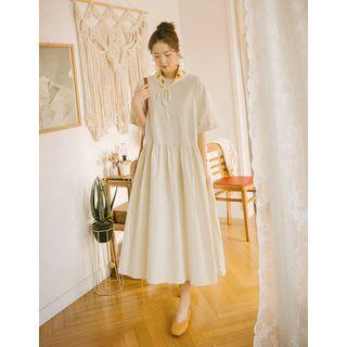 Shirred-waist Long Dress