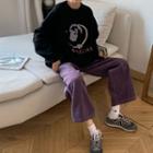 Lettering Sweater / Cropped Wide-leg Pants