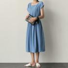 Cuff-sleeve A-line Long Dress
