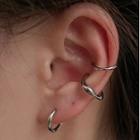 Twisted Alloy Cuff Earring Set - Silver - One Size