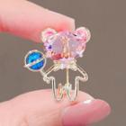 Faux Crystal Bear Brooch Ly2368 - Pink & Blue - One Size