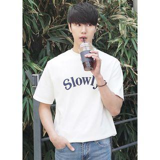 Slowly Lettering Cotton T-shirt
