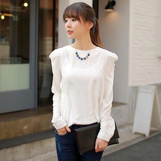 Puff-sleeve Chiffon Top