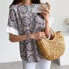 Cuffed-sleeve Patterned Top