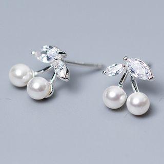 Faux-pearl Cherry Stud Earring