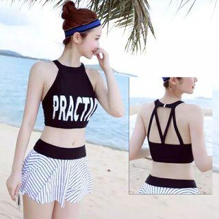Stripe Panel 2-piece Swimdress