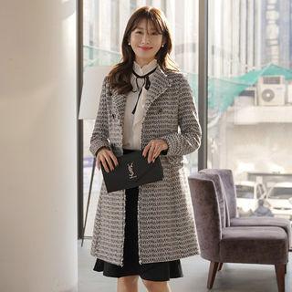 Double-breasted Snap-button Tweed Coat