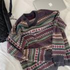 Contrast Color Patterned Sweater Purple - One Size
