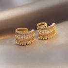 Rhinestone Faux Pearl Alloy Cuff Earring 1 Pair - Gold - One Size