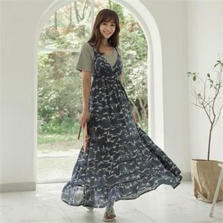 Spaghetti-strap Pattern Maxi Dress