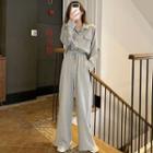 Set: Pocket Detail Shirt + Wide-leg Pants