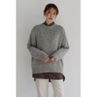 Crew-neck Loose-fit Sweater Gray - One Size