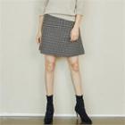 Check Wool Blend A-line Skirt