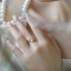 Faux Pearl Layered Alloy Ring White Faux Pearl - Gold - One Size