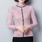 Long-sleeve Buttoned Lace Top