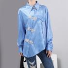 Pocket Detail Striped Shirt Blue - One Size