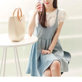 Acid-washed Denim U-neck Dress