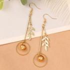 Leaf Alloy Faux Pearl Dangle Earring