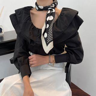 Layered Capelet Long-sleeve Blouse