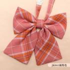 Plaid Bow Tie Jk041 - Orange & Pink - One Size