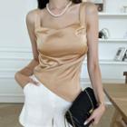 Ruched Asymmetric Satin Top
