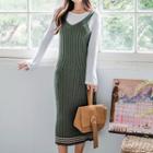 Sleeveless Contrast-trim Rib-knit Dress