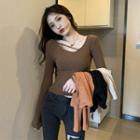 Long-sleeve Cropped Fitted T-shirt