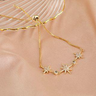 Star Rhinestone Pendant Alloy Bracelet Gold - One Size