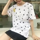 Embroidered Dotted Short-sleeve T-shirt