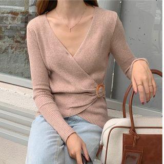 Buckled Ribbed Knit Top