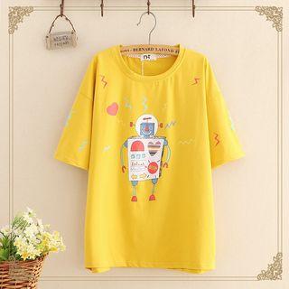 Robot Print Short Sleeve T-shirt