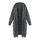Hooded Knit Coat Gray - One Size