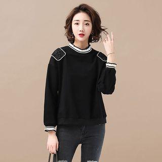Plain Ruffle Long-sleeve Sweatshirt