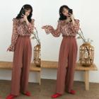 Floral Print Shirt / Wide-leg Pants