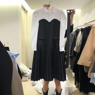 Pleated A-line Shirtdress