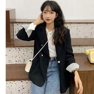 Polka Dot Cuff Double-breasted Blazer