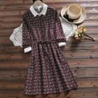 Long-sleeve Floral A-line Shirt Dress