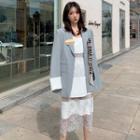 Single-breasted Blazer / Spaghetti Strap Midi Lace Dress