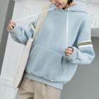 Lettering Stripe Panel Hoodie Blue - One Size