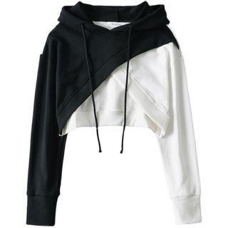 Paneled Crop Hoodie