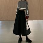 Color Panel Sweater / Midi A-line Skirt