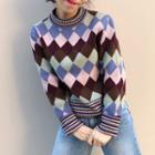 Argyle Jacquard Oversize Sweater