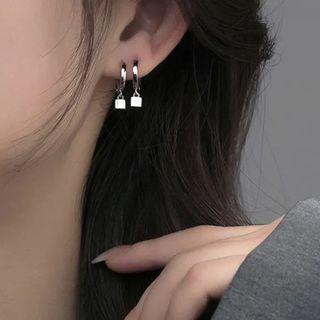 Cube Drop Hoop Earring
