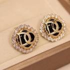 Lettering Rhinestone Alloy Earring 1 Pair - Gold - One Size