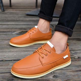 Contrast-color Lace-up Oxfords
